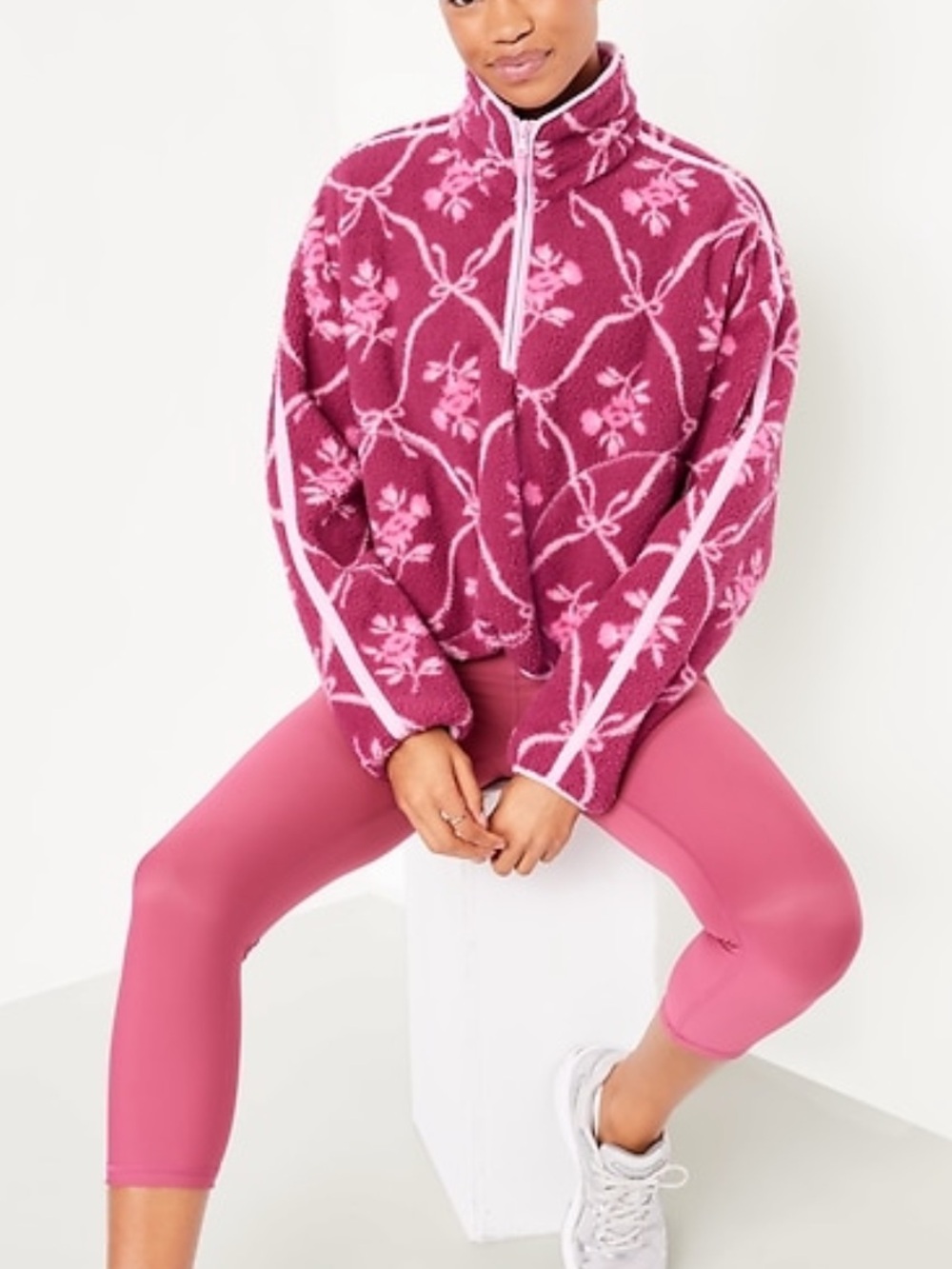 Printed Loose Sherpa Quarter-Zip